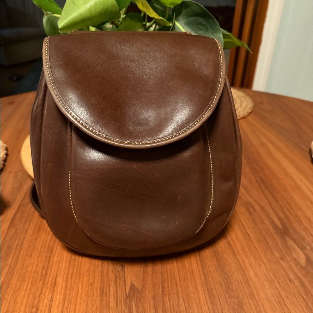 Vintage Manfield Paris Brown Leather Sling Shoulder Bag EUC